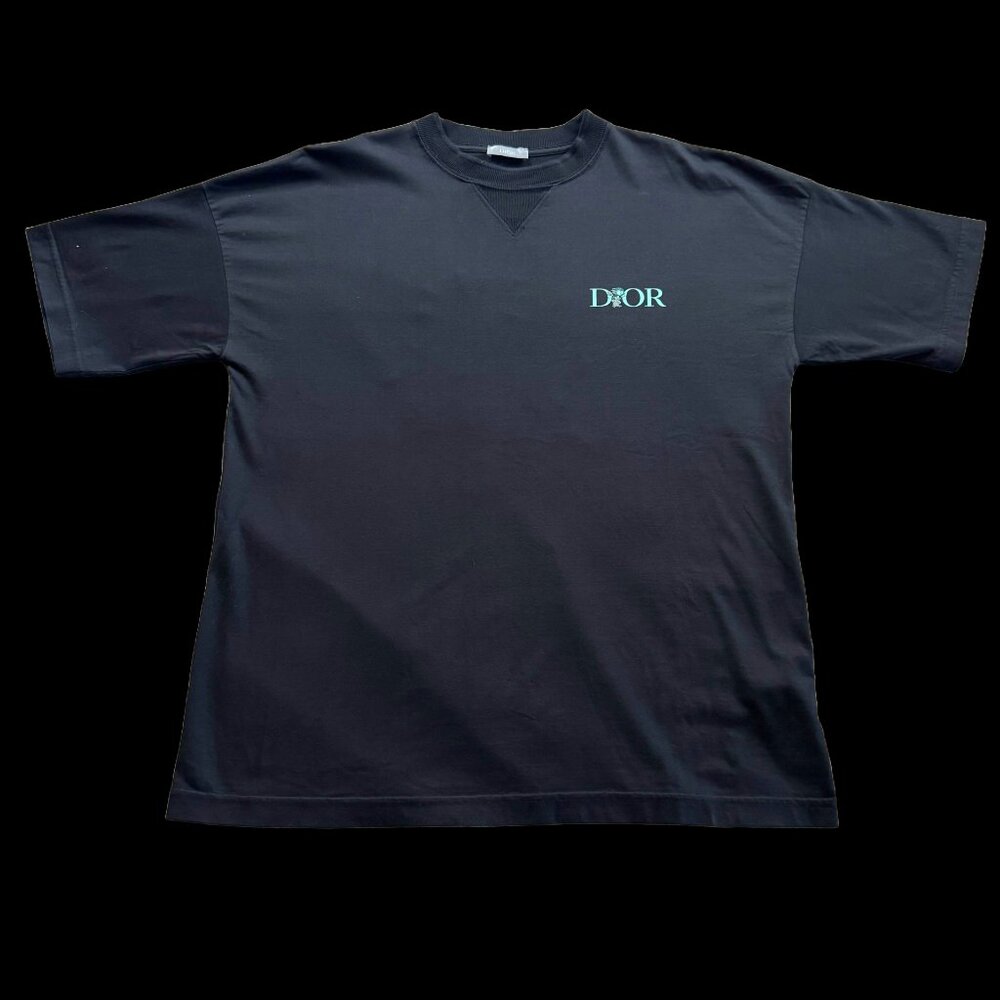Authentic DIOR Men's Black Rose Tee Shirt